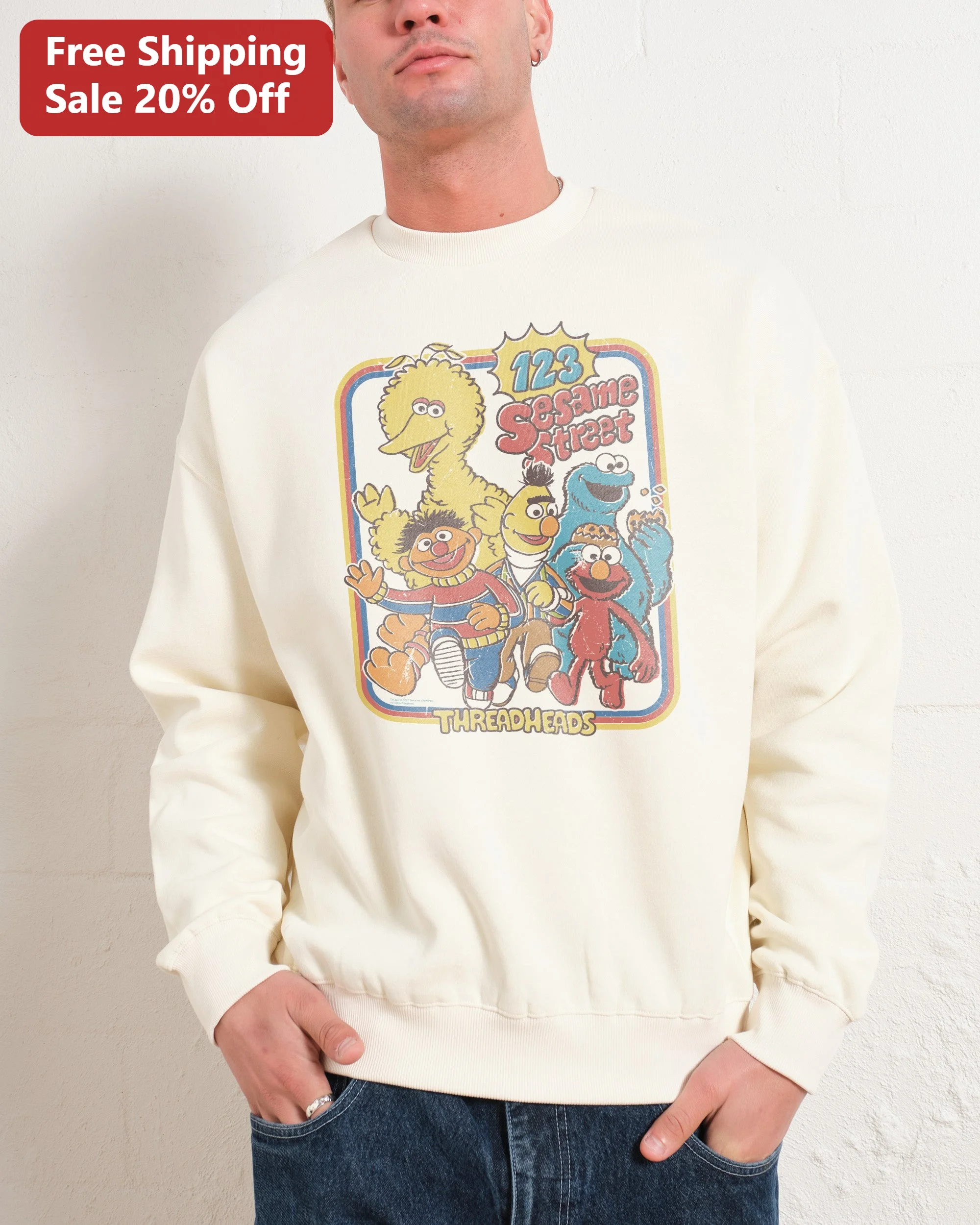 Sesame Street Vintage Characters Crewneck Sweatshirt Retro Nostalgia Gift