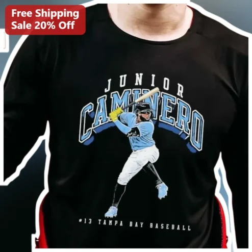 #13 Tampa Bay Baseball Long Sleeve Shirt Junior Caminero Fan Apparel