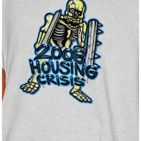 2008 Housing Crisis Zombie Skeleton Graphic Tee for Finance Professionals