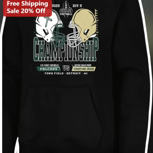2025 MHSAA Football Division 5 Championship Hoodie Michigan High School State Title Gear
