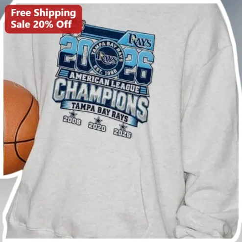 2026 American League Champions Tampa Bay Rays Sweatshirt Vintage Distressed Baseball Fan Gift