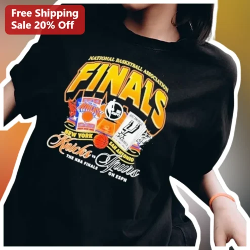 2026 NBA Finals Knicks vs Spurs Tee Retro Vintage Basketball Championship Shirt available at our Chicago, Illinois warehouse