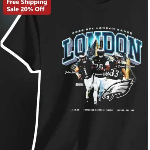 2026 NFL London Games Tottenham Hotspur Stadium Philadelphia Eagles Jalen Hurts Saquon Barkley Cooper DeJean Tee