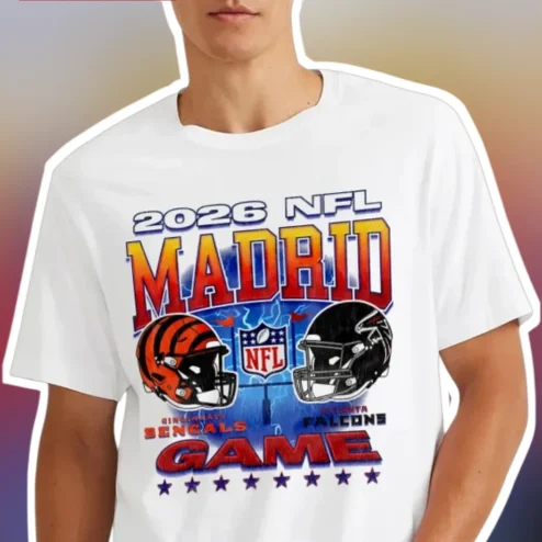 2026 NFL Madrid Game Tee Bengals vs Falcons Santiago Bernabeu Souvenir Shirt