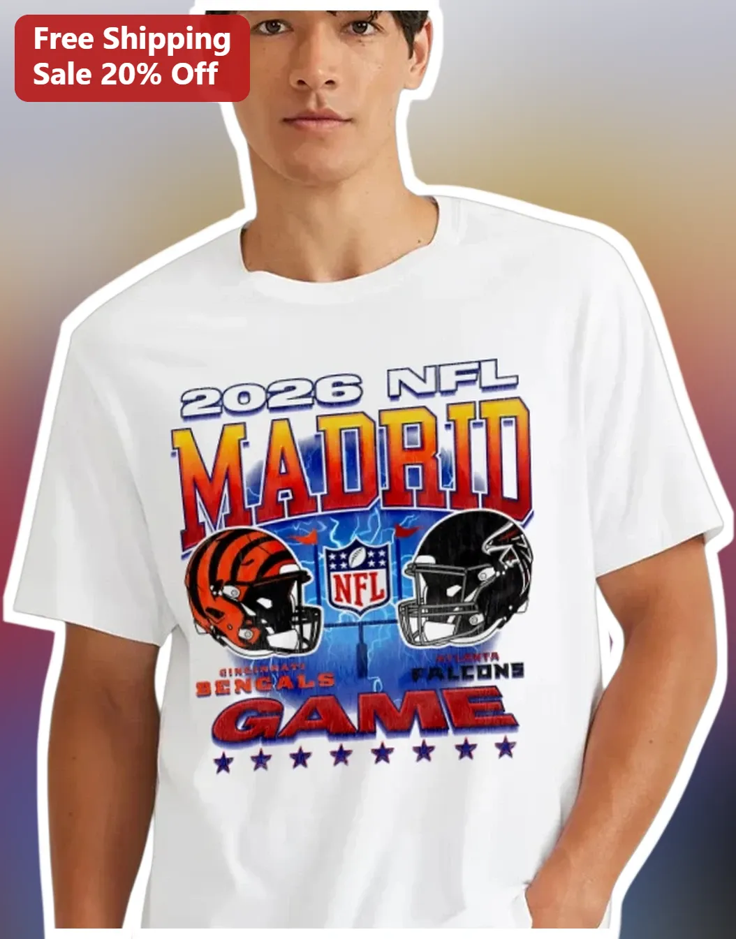 2026 NFL Madrid Game Tee Bengals vs Falcons Santiago Bernabeu Souvenir Shirt