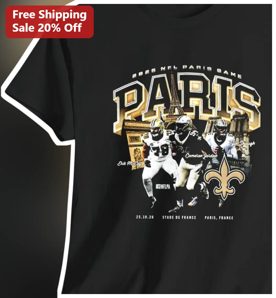 2026 NFL Paris Game Tee New Orleans Saints Stade de France Football Fan Apparel