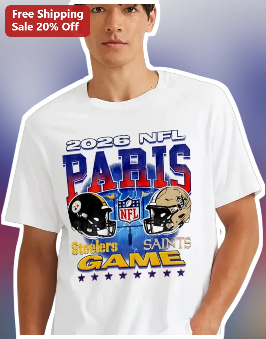 2026 NFL Paris Game Tee Steelers vs Saints International Series Merch