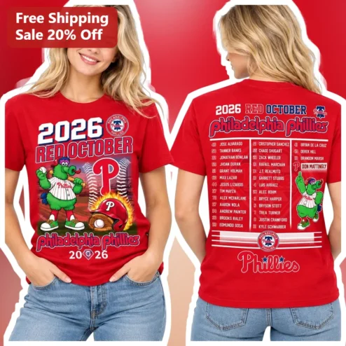 2026 Red October Philadelphia Phillies Tee Phillie Phanatic Baseball Playoff Shirt