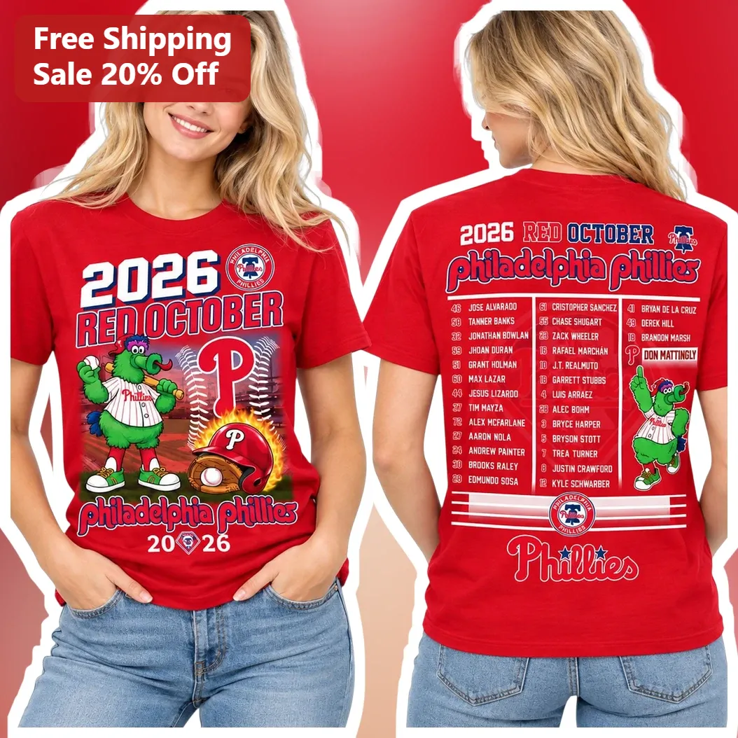 2026 Red October Philadelphia Phillies Tee Phillie Phanatic Baseball Playoff Shirt