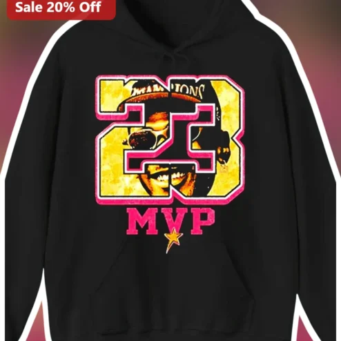 23 MVP Hoodie LeBron James Basketball Fan Gear Black Pullover