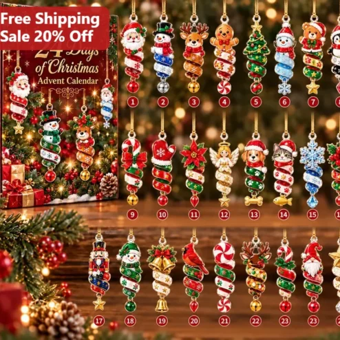 24 Days of Christmas Advent Calendar Ornament Set Holiday Countdown Gift for Family Traditions