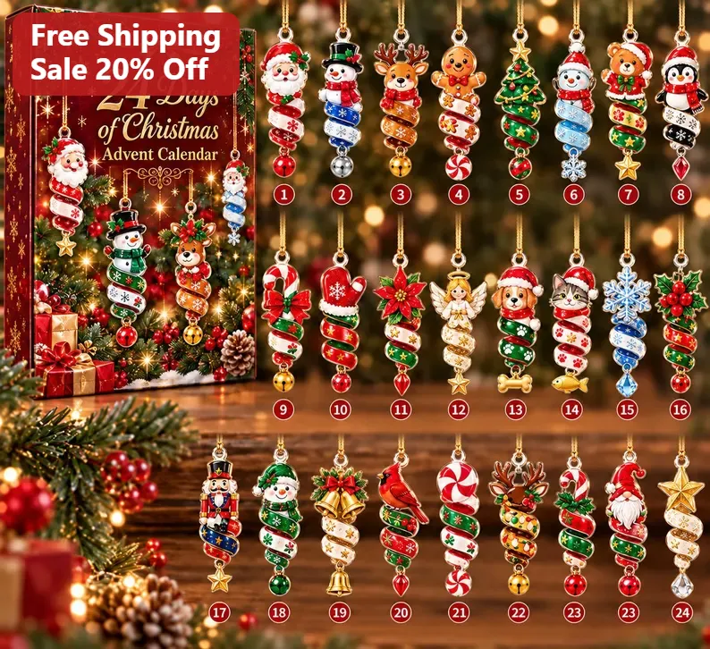 24 Days of Christmas Advent Calendar Ornament Set Holiday Countdown Gift for Family Traditions