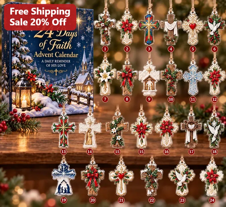 24 Days of Faith Advent Calendar Ornament Daily Reminder Of His Love Christian Christmas Gift