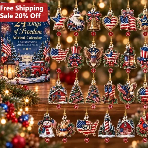 24 Days of Freedom Ornament America Years Countdown Patriotic Holiday Decor