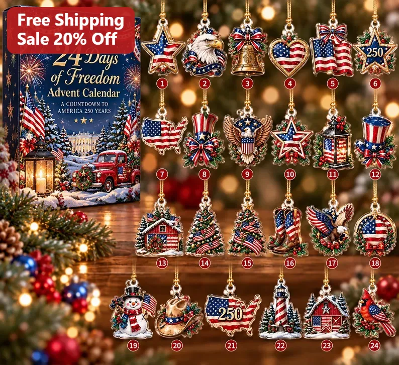 24 Days of Freedom Ornament America Years Countdown Patriotic Holiday Decor