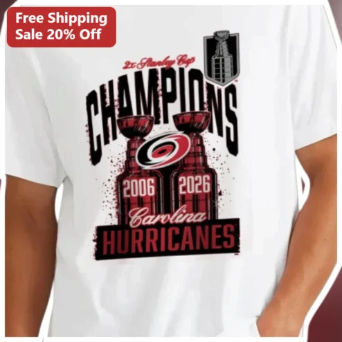 2x Stanley Cup Champions Carolina Hurricanes Tee Hockey Fan Gift