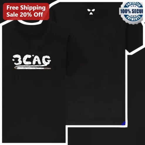 3CAG Tee Kneecap Fan Streetwear Graphic T-Shirt Black Urban Style
