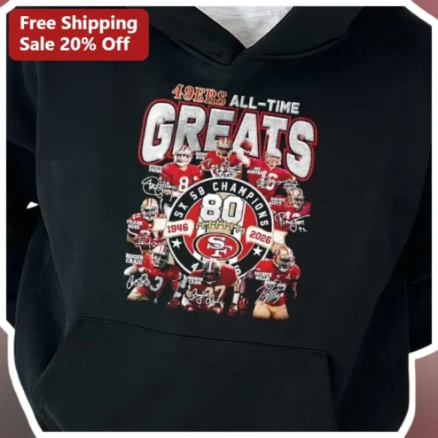 49ers All-Time Greats San Francisco Football Legends Vintage Style Hoodie