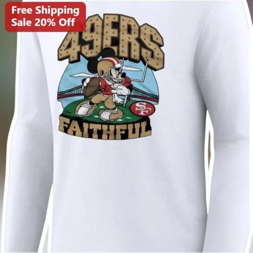 49ers Faithful Mickey Mouse Long Sleeve Tee San Francisco Football Vintage Style