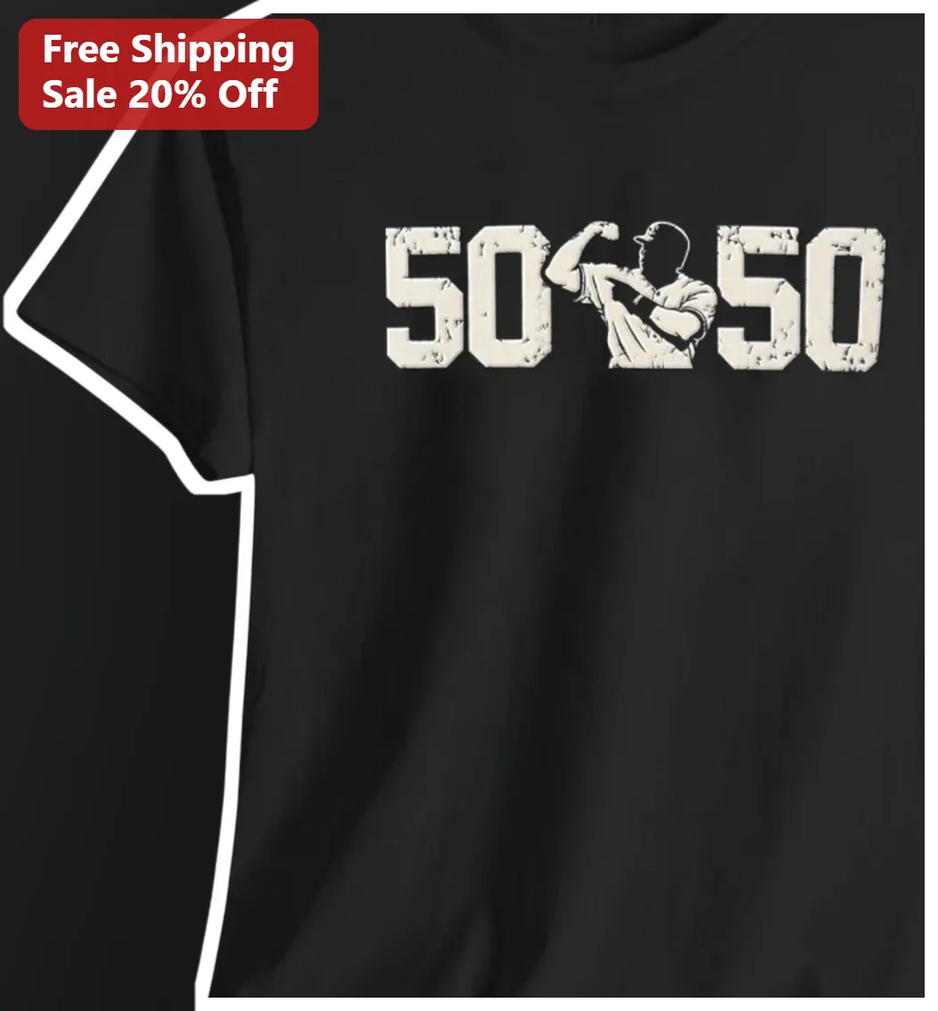 50 50 Baseball Birthday Tee Vintage Distressed Batter Silhouette Gift for Men Turning 50