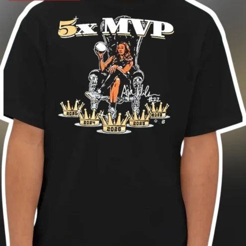 5x MVP A'ja Wilson WNBA Champion Signature Tee Las Vegas Aces Basketball Gift