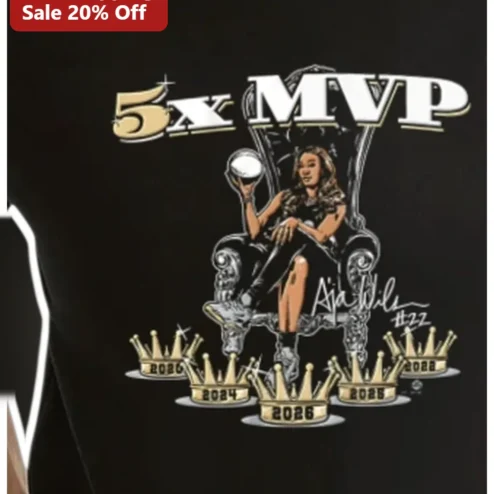 5x MVP Aja Wilson WNBA Champion Tee Las Vegas Aces Fan Gear