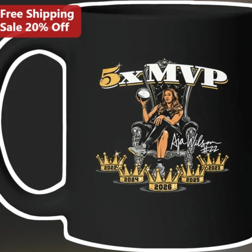 5x MVP Mug A'ja Wilson WNBA Champion Las Vegas Aces Basketball Fan Gift