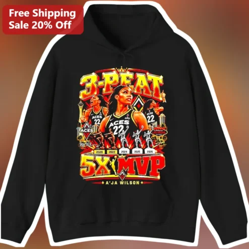 A'Ja Wilson 3-Peat 5X MVP WNBA Champion Hoodie Las Vegas Aces Fan Gift