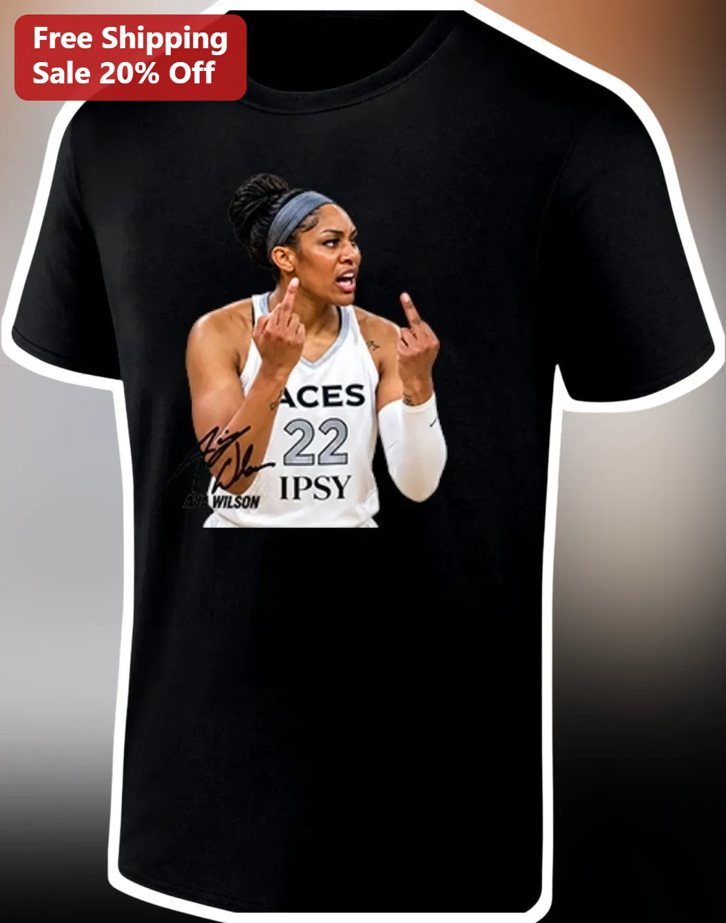 A'ja Wilson Las Vegas Aces Tee ACES 22 IPSY WNBA Fan Shirt