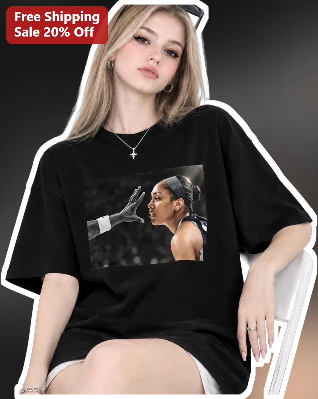 A'ja Wilson Tee WNBA Las Vegas Aces Fan Apparel Black Oversized Graphic Shirt