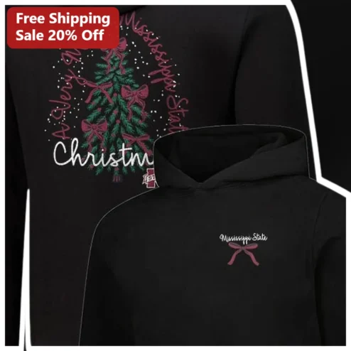 A Very Merry Mississippi State Christmas Hoodie MSU Bulldogs Holiday Gift