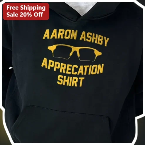 Aaron Ashby Appreciation Hoodie Milwaukee Brewers Fan Gift Black Gold Puff Print Pullover