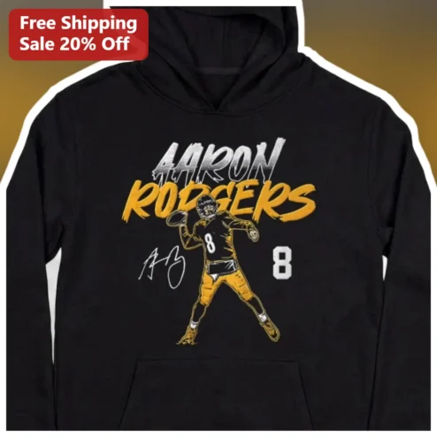 Aaron Rodgers Hoodie NFL Quarterback Signature Graphic Pullover for Men Women Football Fans Gift available at our Chicago, Illinois warehouse
