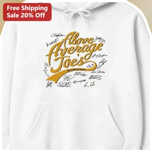Above Average Joes Hoodie Milwaukee Brewers Vintage Gold Script Baseball Pullover for Men Women
