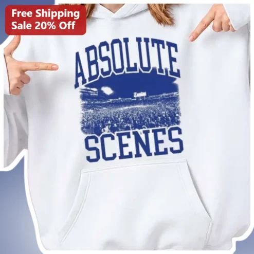 Absolute Scenes Hoodie Vintage Collegiate Graphic Pullover for Men Indie Rock Band Merch