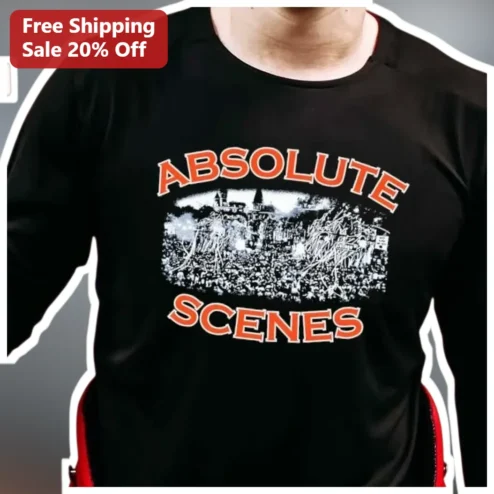 ABSOLUTE SCENES Long Sleeve Shirt Black Grunge Concert Merch Winter Casual