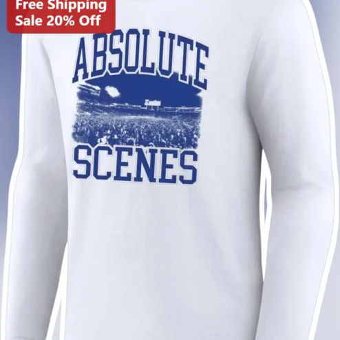 Absolute Scenes Vintage Collegiate Graphic Tee White Long Sleeve Shirt