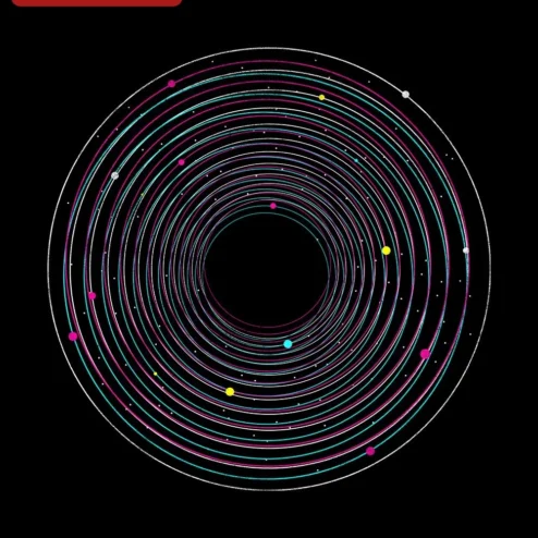 Abstract Orbital Rings Design Decal Modern Geometric Tech Art Sticker for Laptop