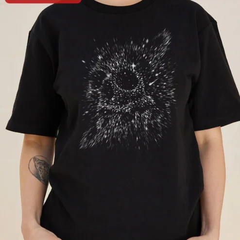 Abstract Radial Burst Black Tee Minimalist Sunburst Graphic Shirt