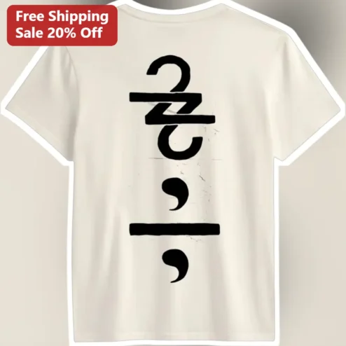 Abstract Vertical Typography Graphic Tee Modern Streetwear Black and White Minimalist Art Shirt