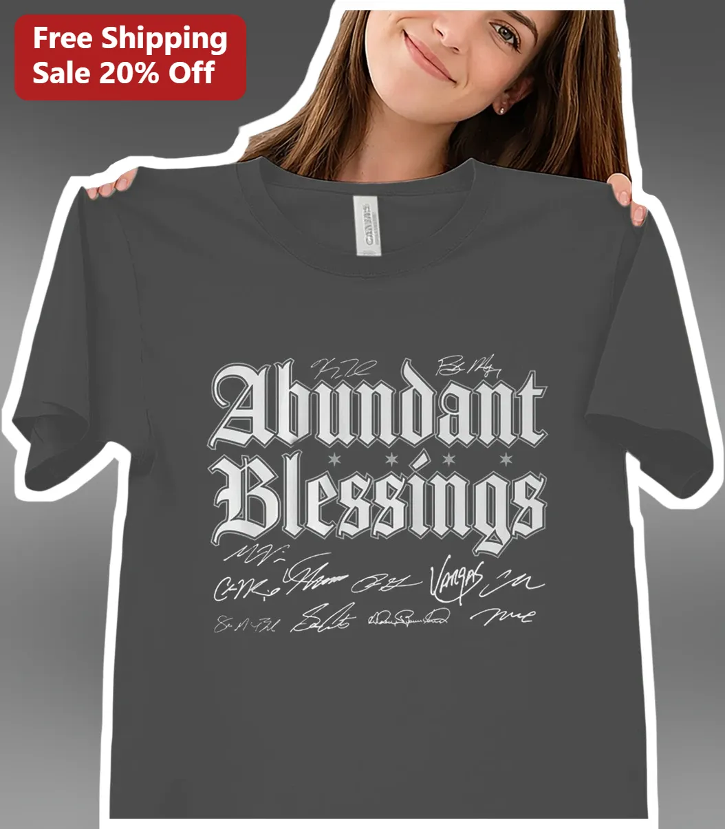 Abundant Blessings Gothic Font Christian Streetwear Tee for Women Men