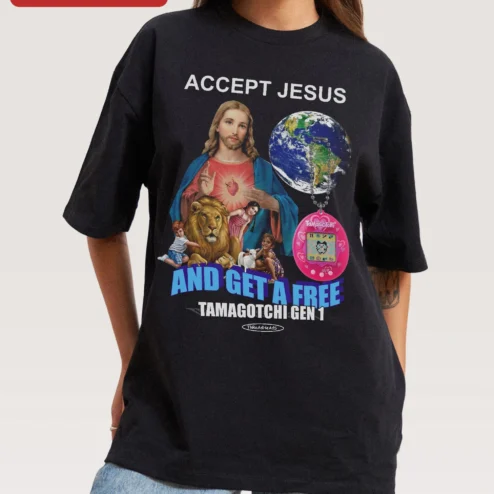 Accept Jesus And Get A Free Tamagotchi Gen 1 Christian Humor Graphic Tee