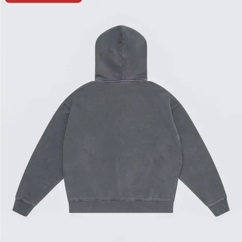 Acid Wash Hoodie Blank Vintage Distressed Grey Sweatshirt for Men Women Streetwear DIY Customization