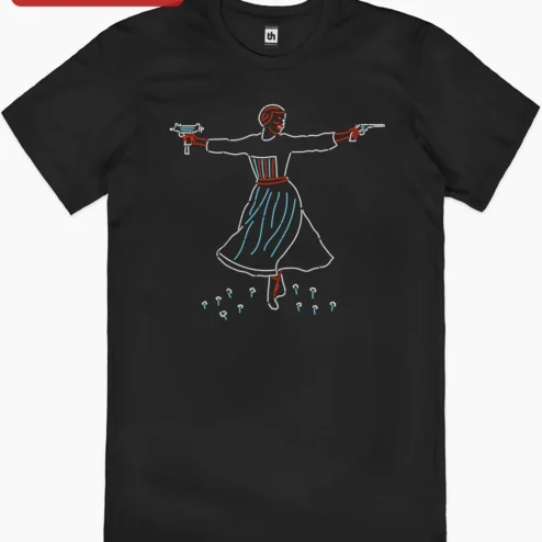 Adelita Pistolera Line Art Tee Mexican Revolution Soldadera Minimalist Folk Art Shirt