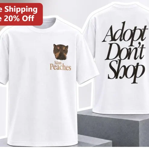 Adopt Don't Shop Tee Pitbull Rescue Dog Lover Graphic T-Shirt Unisex Cotton Gift for Animal Advocates