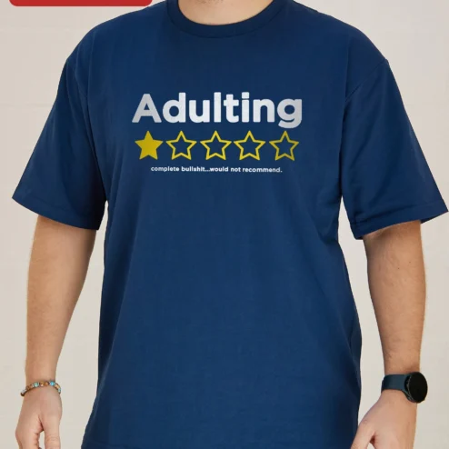 Close-up of Adulting Complete Bullshit Would Not Recommend Funny Sarcastic Tee for streetwear fans in Chicago, Illinois