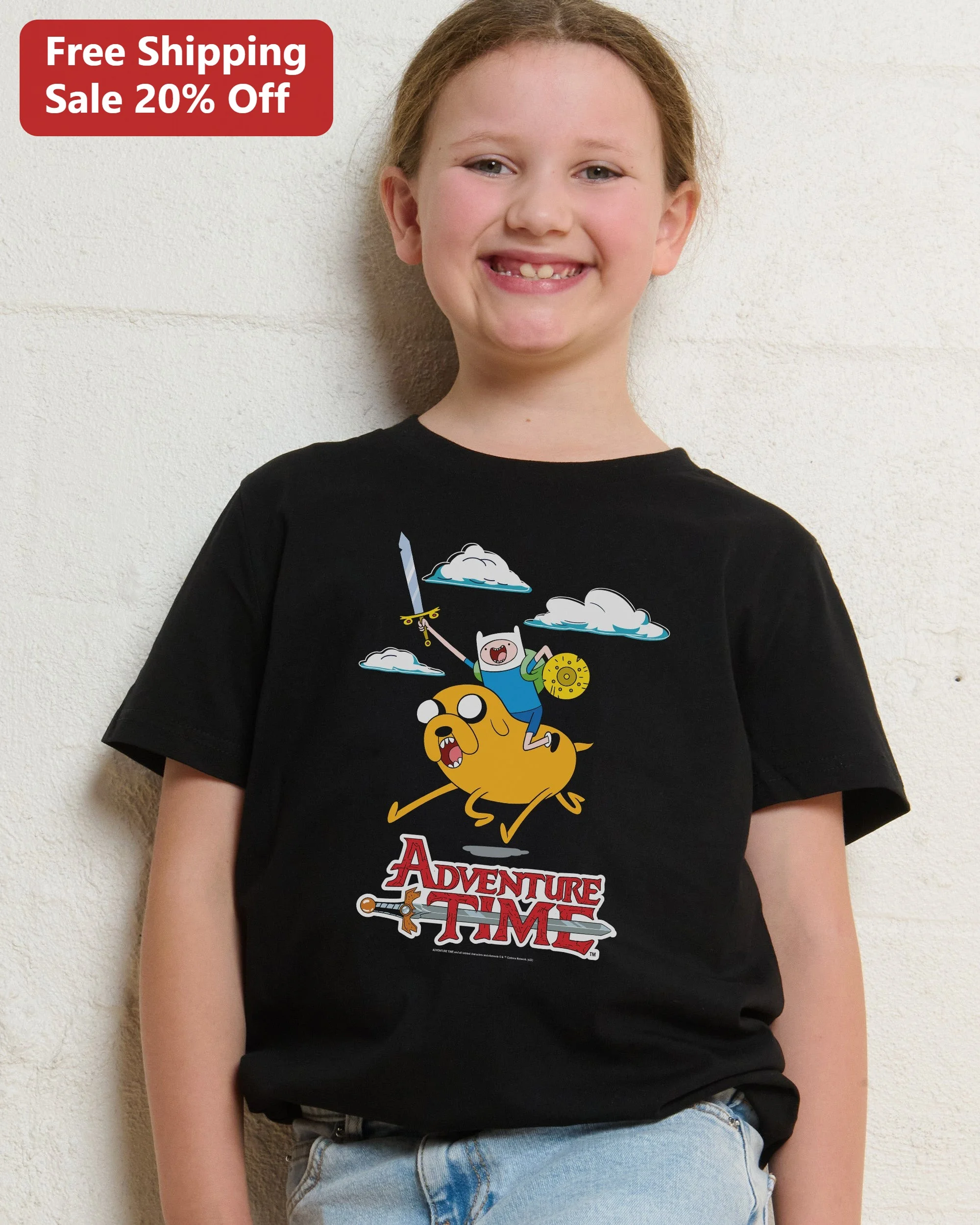 Adventure Time Finn Jake Graphic Tee Cartoon Network Kids Boys Shirt