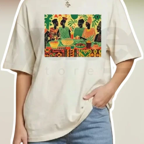 African Women Gathering Illustration Tee Afrocentric Heritage Art Shirt for Black Women Cultural Pride Gift
