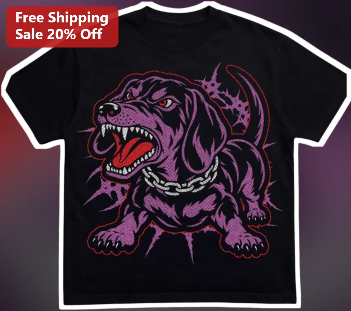 Aggressive Purple Dachshund Dog Tee Punk Sassy Wiener Dog Graphic Shirt Gift for Doxy Lovers
