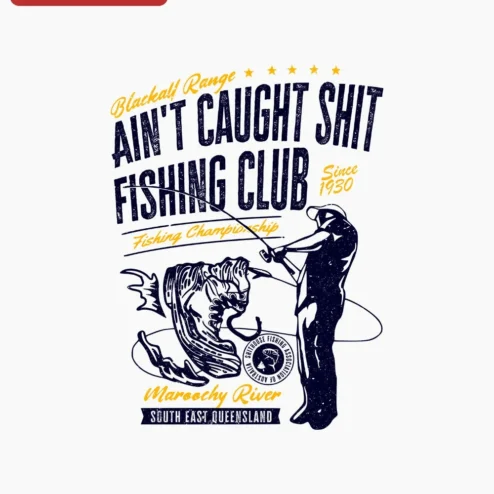 Ain't Caught Shit Fishing Club Tee Funny Angler Gift Shirt for Men